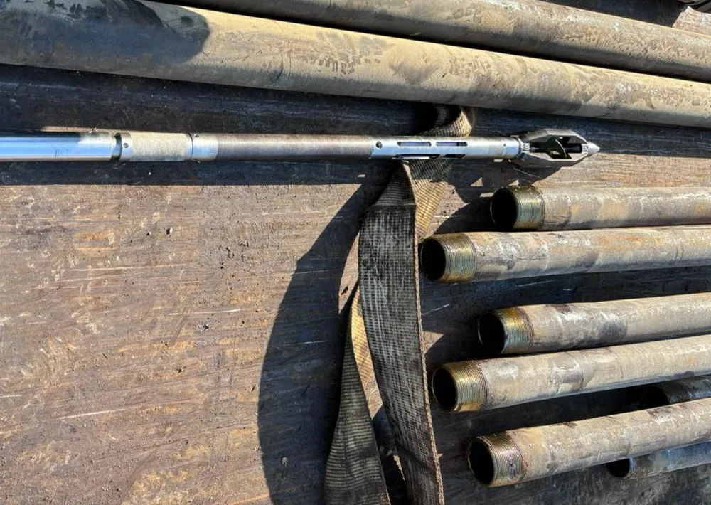 PROBE™ tool string assembled on its cable on the pipe catwalk, Arystanovskoye field